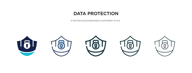 data protection icon in different style vector illustration. two colored and black data protection vector icons designed in filled, outline, line and stroke style can be used for web, mobile, ui