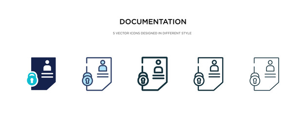 documentation icon in different style vector illustration. two colored and black documentation vector icons designed in filled, outline, line and stroke style can be used for web, mobile, ui