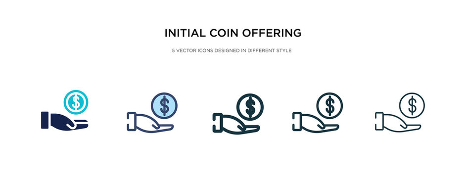 initial coin offering icon in different style vector illustration. two colored and black initial coin offering vector icons designed in filled, outline, line and stroke style can be used for web,