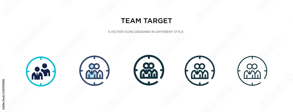 Poster team target icon in different style vector illustration. two colored and black team target vector ic
