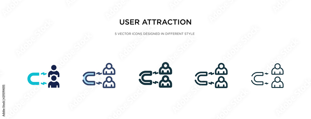 Poster user attraction icon in different style vector illustration. two colored and black user attraction v