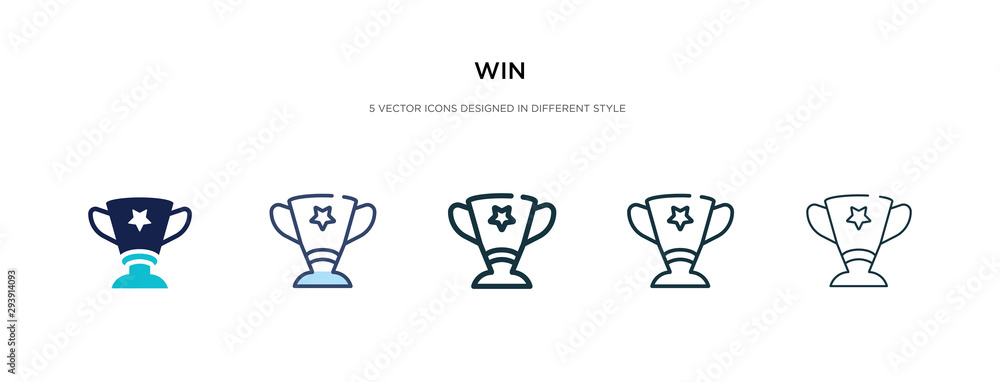 Poster win icon in different style vector illustration. two colored and black win vector icons designed in 