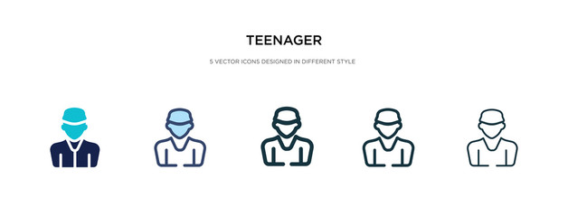 teenager icon in different style vector illustration. two colored and black teenager vector icons designed in filled, outline, line and stroke style can be used for web, mobile, ui