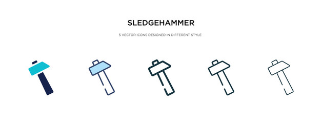 sledgehammer icon in different style vector illustration. two colored and black sledgehammer vector icons designed in filled, outline, line and stroke style can be used for web, mobile, ui