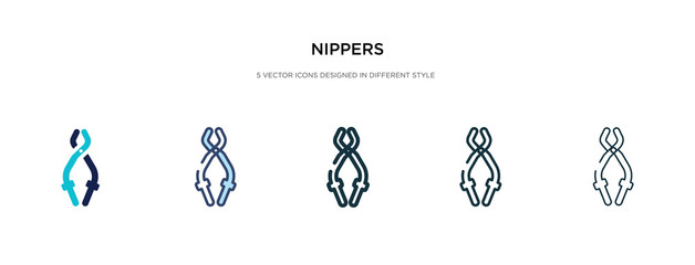 nippers icon in different style vector illustration. two colored and black nippers vector icons designed in filled, outline, line and stroke style can be used for web, mobile, ui