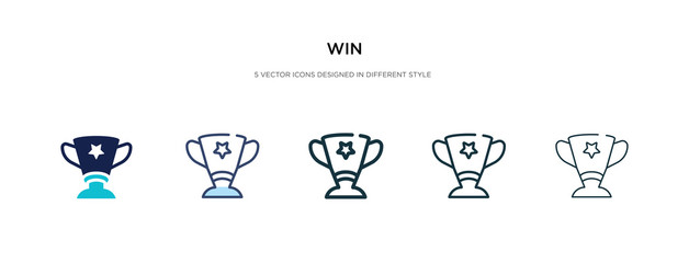win icon in different style vector illustration. two colored and black win vector icons designed in filled, outline, line and stroke style can be used for web, mobile, ui - obrazy, fototapety, plakaty
