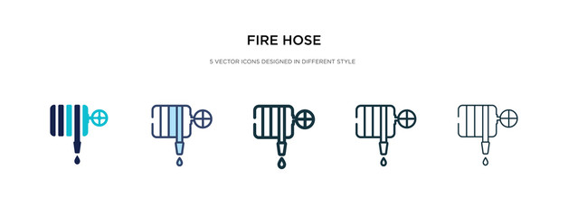 fire hose icon in different style vector illustration. two colored and black fire hose vector icons designed in filled, outline, line and stroke style can be used for web, mobile, ui