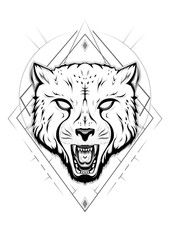Portrait of Cheetah. line art drawn illustration