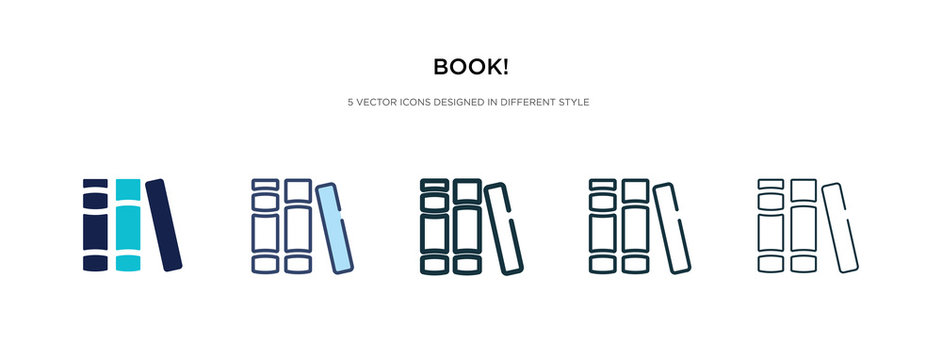 book! icon in different style vector illustration. two colored and black book! vector icons designed in filled, outline, line and stroke style can be used for web, mobile, ui