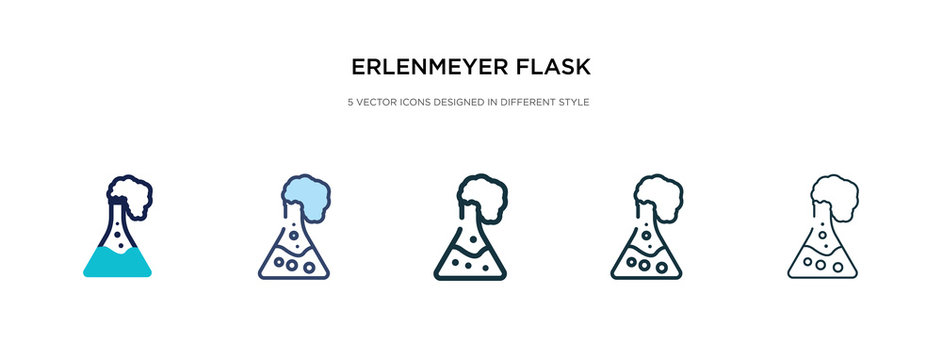 erlenmeyer flask icon in different style vector illustration. two colored and black erlenmeyer flask vector icons designed in filled, outline, line and stroke style can be used for web, mobile, ui