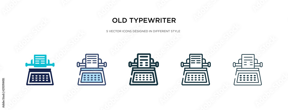 Poster old typewriter icon in different style vector illustration. two colored and black old typewriter vec