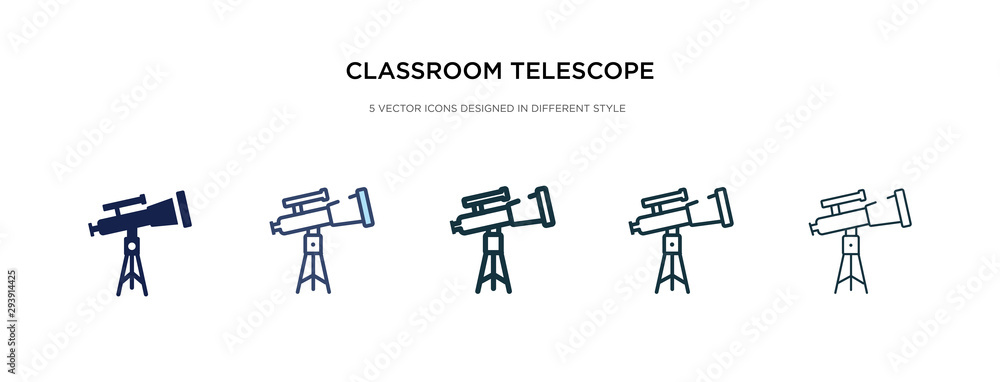 Poster classroom telescope icon in different style vector illustration. two colored and black classroom tel