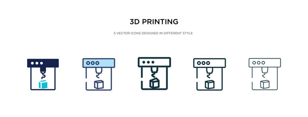 3d printing icon in different style vector illustration. two colored and black 3d printing vector icons designed in filled, outline, line and stroke style can be used for web, mobile, ui