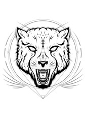 Cheetah logo. line art drawn illustration