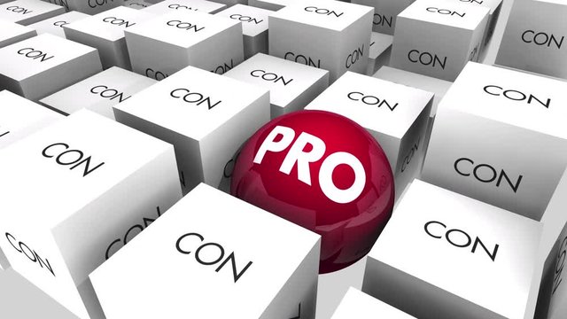 Pro Vs Cons Positives Or Negatives Opposite Words 3d Animation