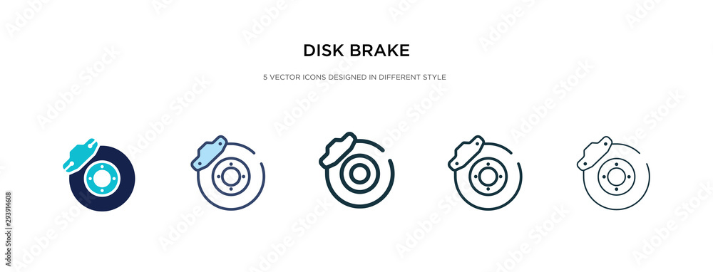 Poster disk brake icon in different style vector illustration. two colored and black disk brake vector icon