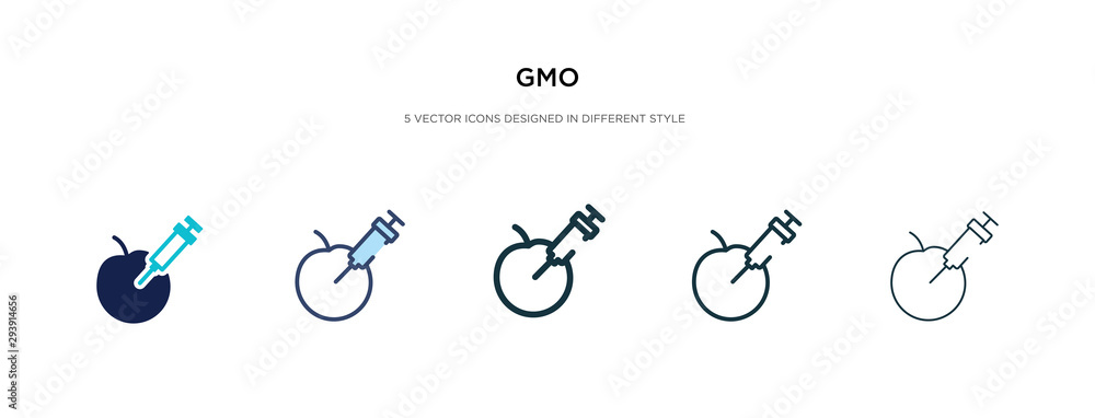 Aufkleber gmo icon in different style vector illustration. two colored and black gmo vector icons designed in 
