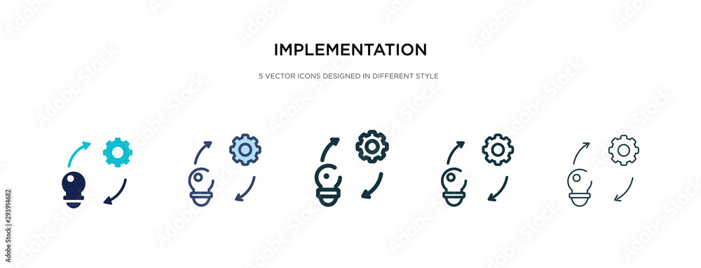 Poster implementation icon in different style vector illustration. two colored and black implementation vec