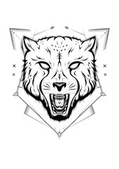 Obraz premium Portrait of Cheetah. line art drawn illustration