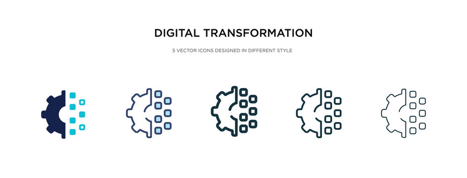 digital transformation icon in different style vector illustration. two colored and black digital transformation vector icons designed in filled, outline, line and stroke style can be used for web,