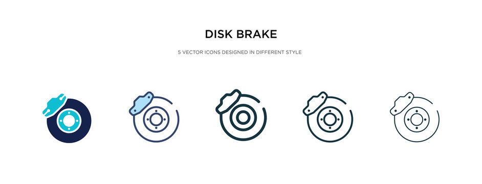disk brake icon in different style vector illustration. two colored and black disk brake vector icons designed in filled, outline, line and stroke style can be used for web, mobile, ui