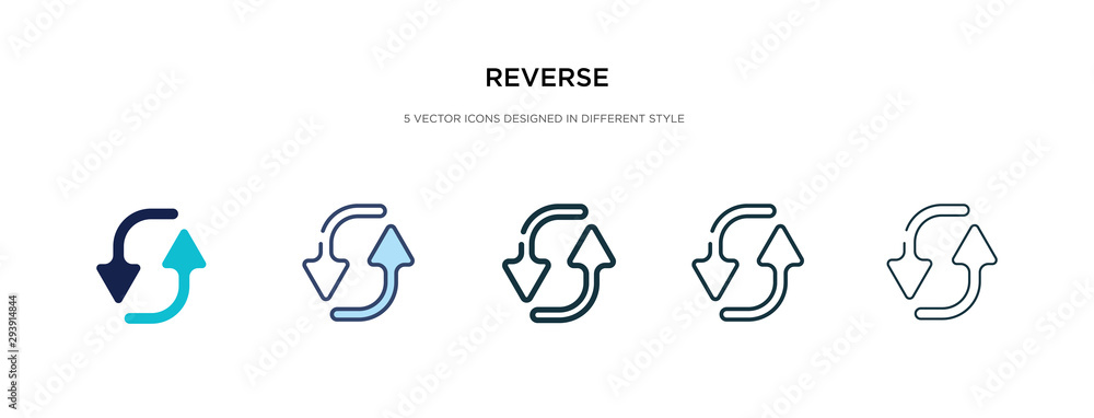 Poster reverse icon in different style vector illustration. two colored and black reverse vector icons desi