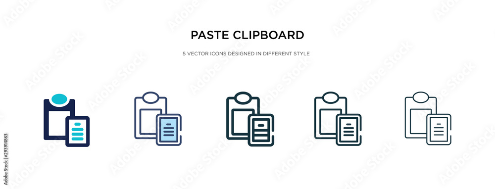 Poster paste clipboard icon in different style vector illustration. two colored and black paste clipboard v