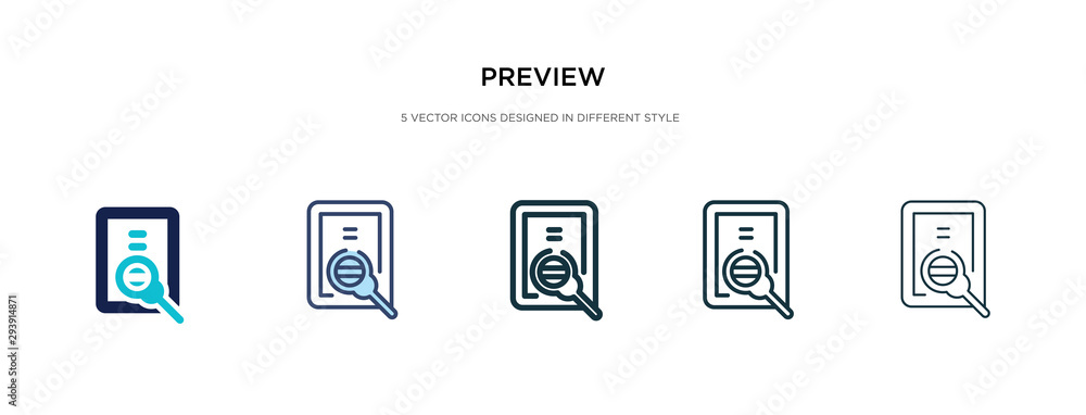 Poster preview icon in different style vector illustration. two colored and black preview vector icons desi