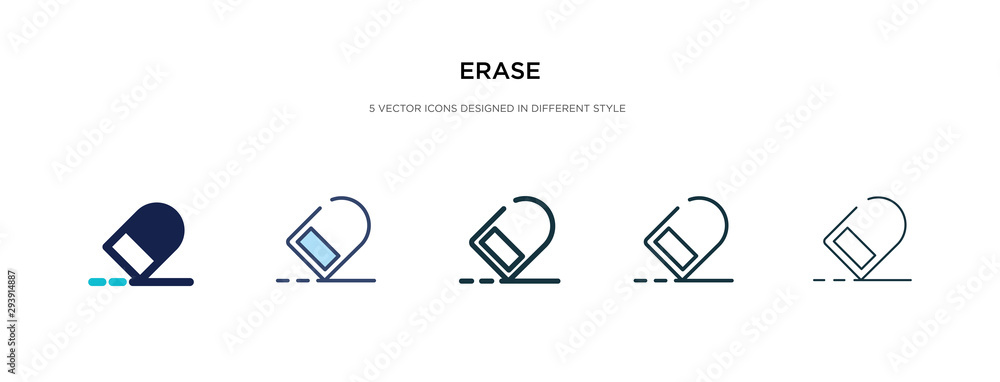 Poster erase icon in different style vector illustration. two colored and black erase vector icons designed