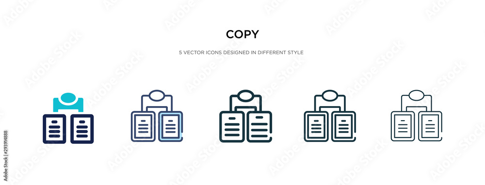 Poster copy icon in different style vector illustration. two colored and black copy vector icons designed i