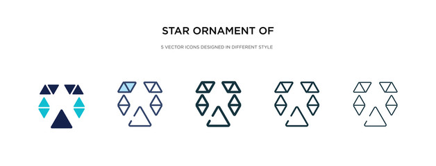 star ornament of small triangles icon in different style vector illustration. two colored and black star ornament of small triangles vector icons designed in filled, outline, line and stroke style