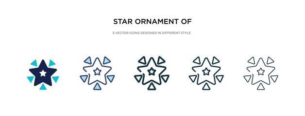 star ornament of triangles icon in different style vector illustration. two colored and black star ornament of triangles vector icons designed in filled, outline, line and stroke style can be used