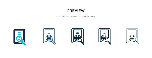 preview icon in different style vector illustration. two colored and black preview vector icons designed in filled, outline, line and stroke style can be used for web, mobile, ui