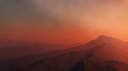 3d generated fantasy landscape of lonely desert mountains