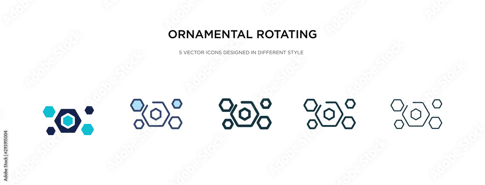 Poster ornamental rotating polygonal icon in different style vector illustration. two colored and black orn