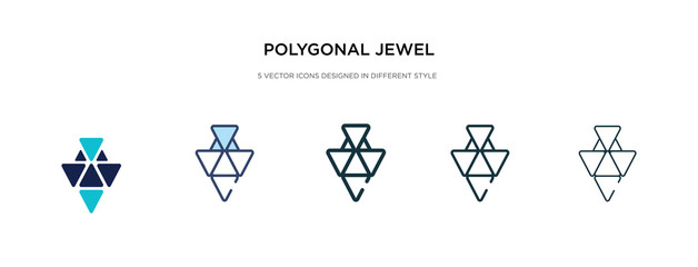 polygonal jewel icon in different style vector illustration. two colored and black polygonal jewel vector icons designed in filled, outline, line and stroke style can be used for web, mobile, ui
