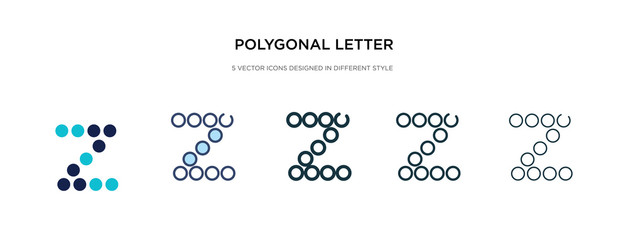 polygonal letter z of small triangles icon in different style vector illustration. two colored and black polygonal letter z of small triangles vector icons designed in filled, outline, line and