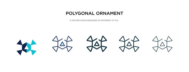 polygonal ornament of hexagons and triangles icon in different style vector illustration. two colored and black polygonal ornament of hexagons and triangles vector icons designed in filled, outline,