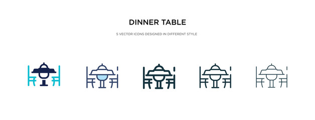 dinner table icon in different style vector illustration. two colored and black dinner table vector icons designed in filled, outline, line and stroke style can be used for web, mobile, ui