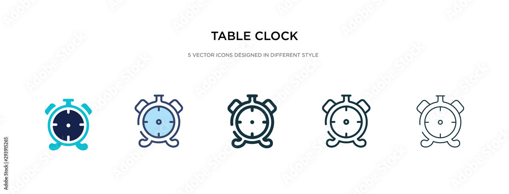 Poster table clock icon in different style vector illustration. two colored and black table clock vector ic