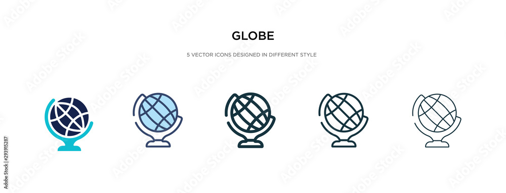Aufkleber globe icon in different style vector illustration. two colored and black globe vector icons designed