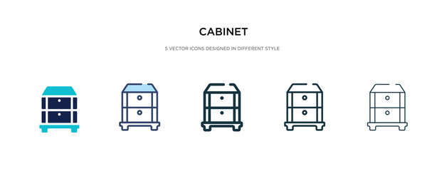 cabinet icon in different style vector illustration. two colored and black cabinet vector icons designed in filled, outline, line and stroke style can be used for web, mobile, ui