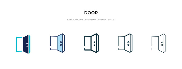 door icon in different style vector illustration. two colored and black door vector icons designed in filled, outline, line and stroke style can be used for web, mobile, ui