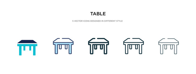 table icon in different style vector illustration. two colored and black table vector icons designed in filled, outline, line and stroke style can be used for web, mobile, ui