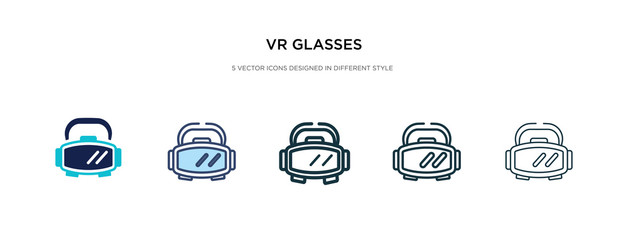 vr glasses icon in different style vector illustration. two colored and black vr glasses vector icons designed in filled, outline, line and stroke style can be used for web, mobile, ui