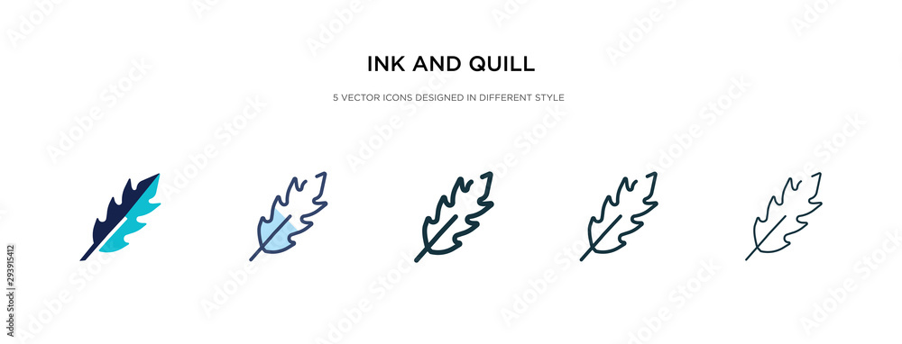 Poster ink and quill icon in different style vector illustration. two colored and black ink and quill vecto