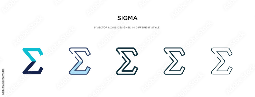 Poster sigma icon in different style vector illustration. two colored and black sigma vector icons designed