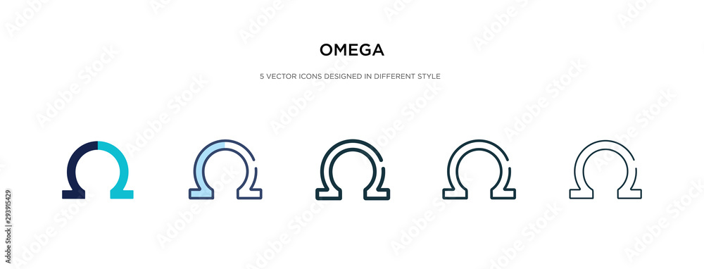Poster omega icon in different style vector illustration. two colored and black omega vector icons designed
