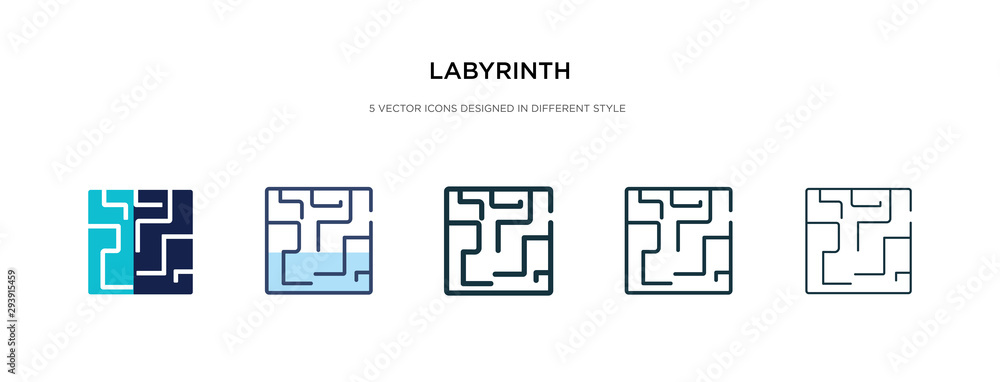 Poster labyrinth icon in different style vector illustration. two colored and black labyrinth vector icons 