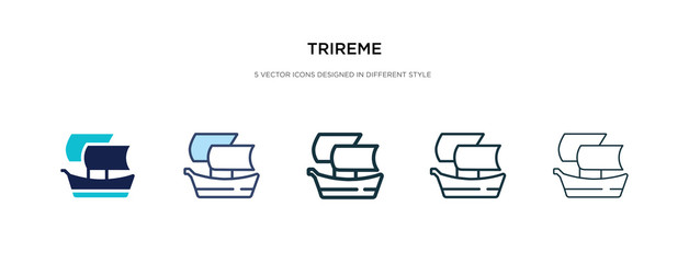 trireme icon in different style vector illustration. two colored and black trireme vector icons designed in filled, outline, line and stroke style can be used for web, mobile, ui